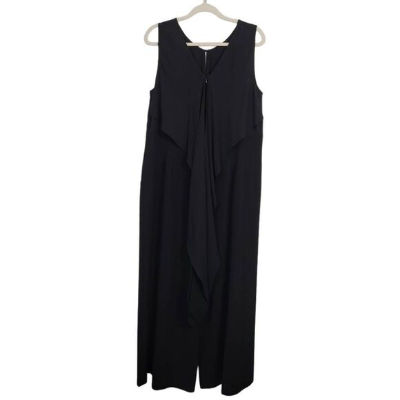 Lafayette 148 Black Wide‎ Leg Jumpsuit Sz 16 Sleeveless Draped Back Old Money - Picture 2 of 10